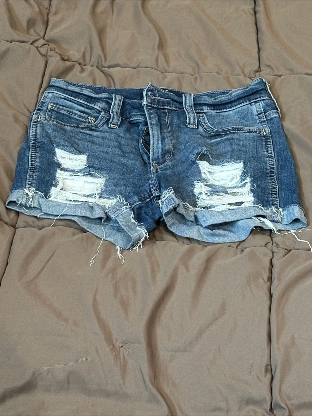 Hollister Distressed Dark Blue Denim Shorts